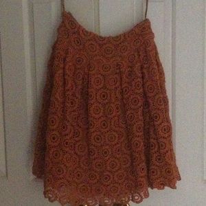 Orange lace skirt. Beautiful lining. Detailed crochet skirt